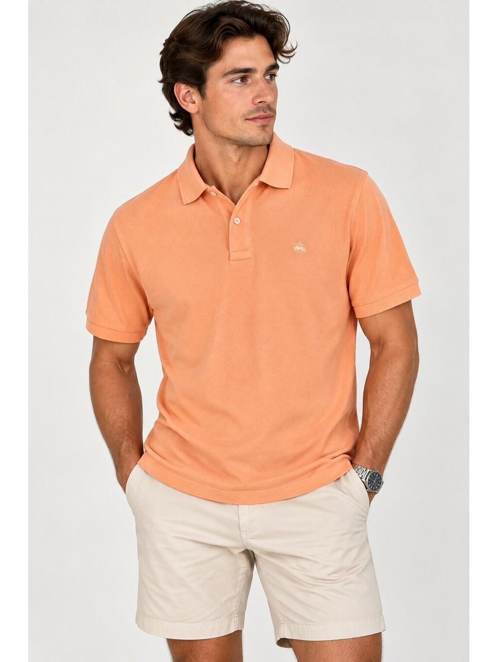 Brooks Brothers 346 Vintage Polo Shirt Men’s M Peach Orange 100% Cotton Preppy